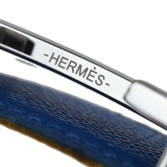 HERMES H Logo Constance Reversible Buckle Belt Leather #80 SHW Blue YW 82YH574 - Picture 14 of 16